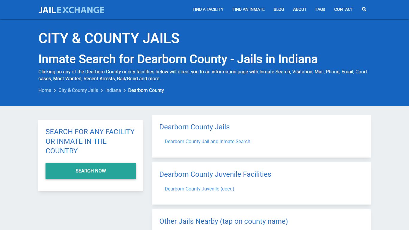 Inmate Search for Dearborn County | Jails in Indiana - Jail Exchange